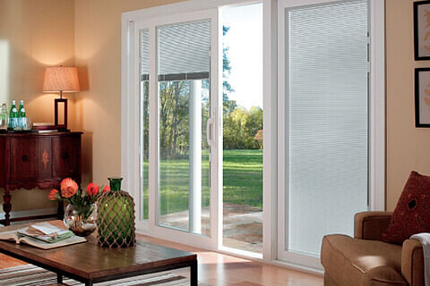 Advantages Of Sliding Doors With Built In Blinds Pella Windows - Single Patio Door With Blinds Inside